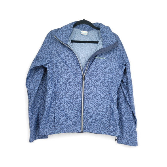 Columbia Switchback III Jacket M‎ Blue Floral Hood Lightweight Outdoor - Picture 1 of 6